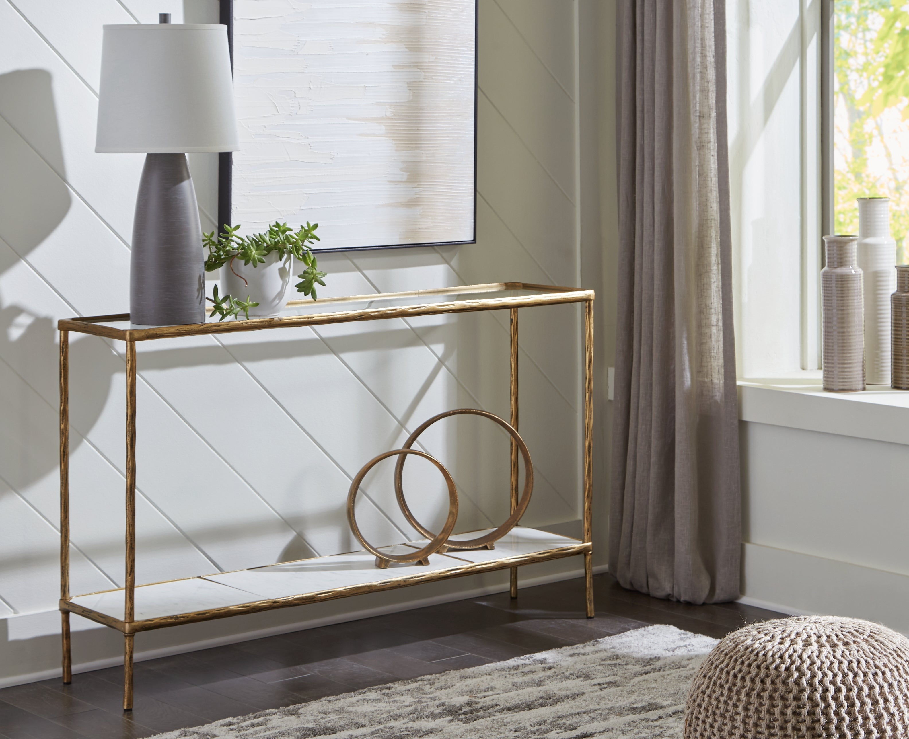 Elite Furniture Outlet - Ashley Furniture - Ryandale Console Sofa Table - Console Sofa Table / Antique Brass Finish - A4000443