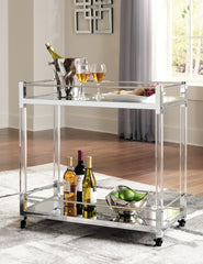 Elite Furniture Outlet - Ashley Furniture - Chaseton Bar Cart - Bar Cart / Clear/Silver Finish - A4000501