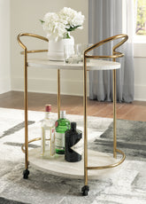 Elite Furniture Outlet - Ashley Furniture - Tarica Bar Cart - Bar Cart / Cream/Gold Finish - A4000502
