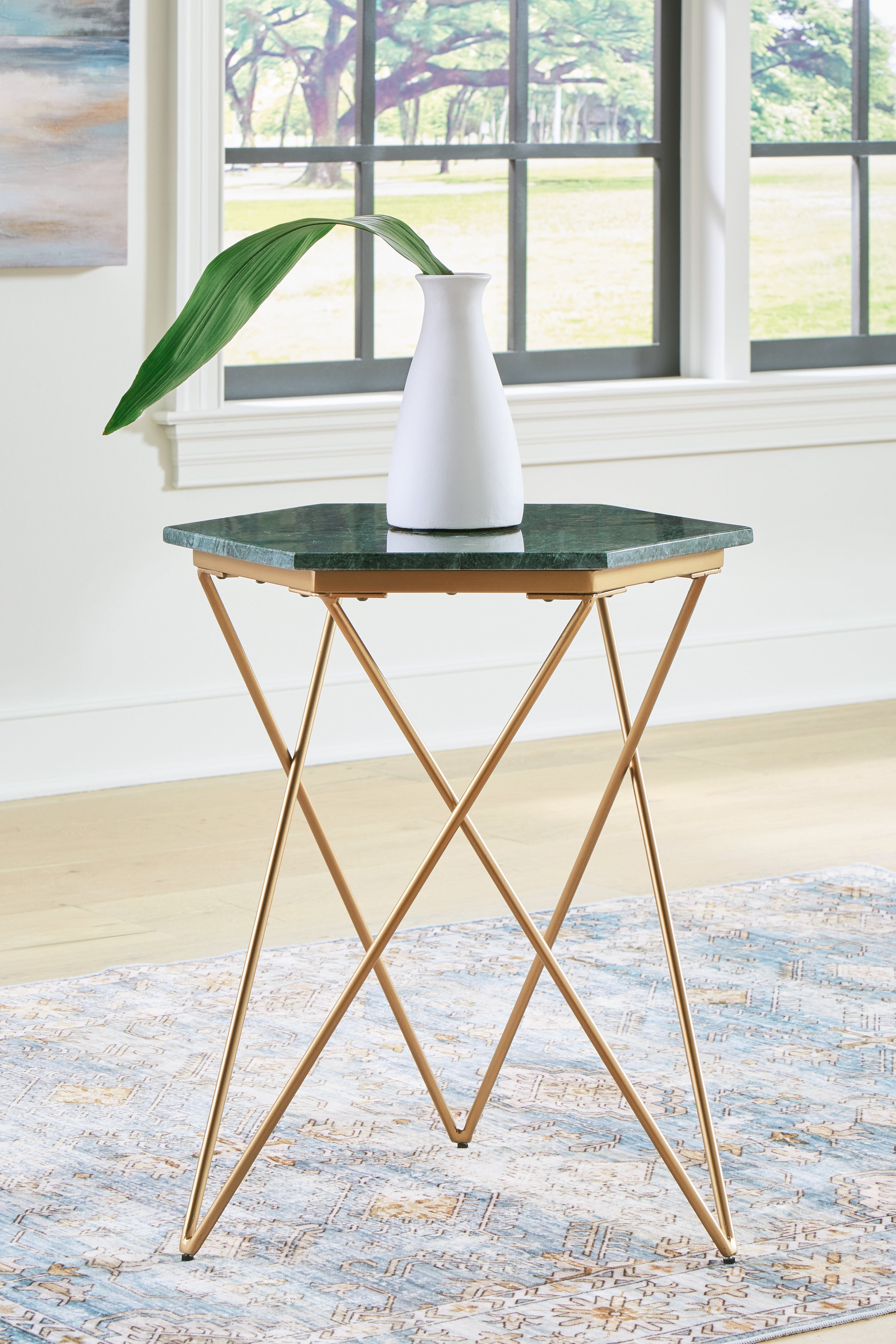Elite Furniture Outlet - Ashley Furniture - Engelton Accent Table - Accent Table / Green/Gold - A4000526