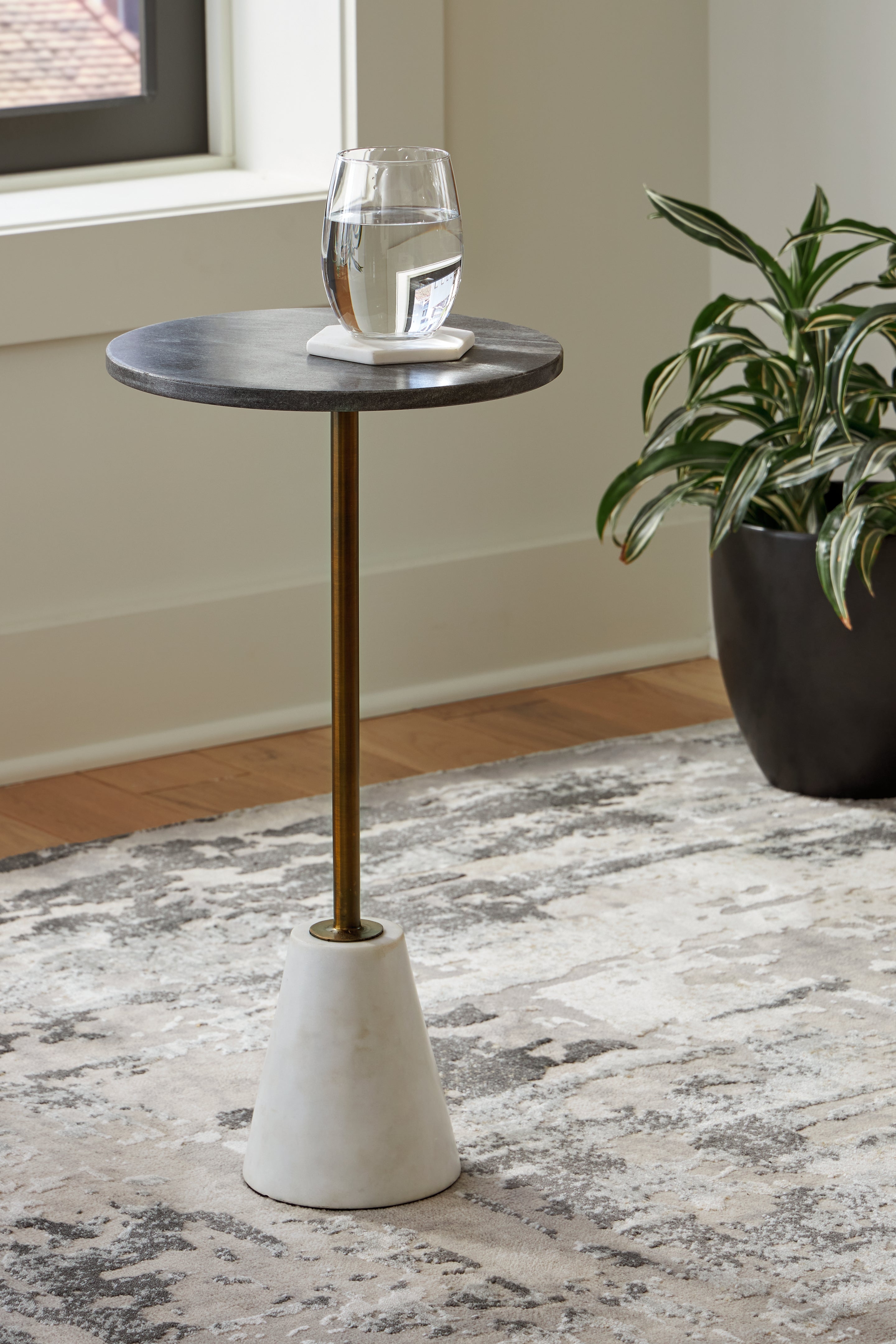 Elite Furniture Outlet - Ashley Furniture - Caramont Accent Table - Accent Table / Black/White/Gold Finish - A4000540