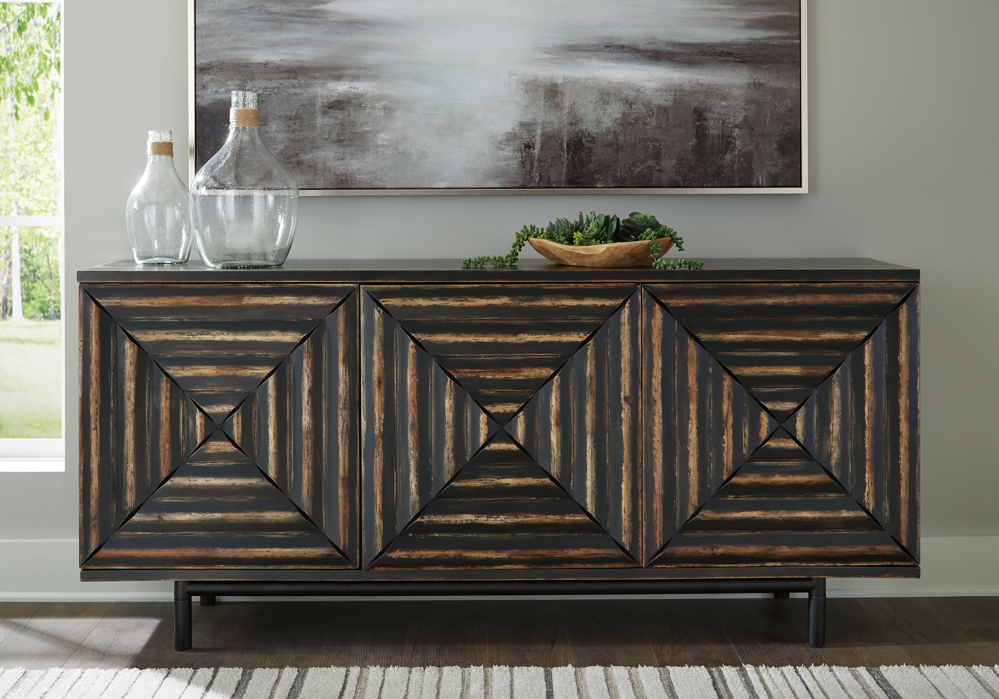 Elite Furniture Outlet - Ashley Furniture - Fair Ridge Accent Cabinet - Accent Cabinet / Distressed Black - A4000573