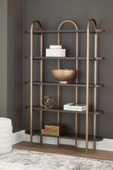 Elite Furniture Outlet - Ashley Furniture - Brentmour Bookcase - Bookcase / Brown/Gold Finish - A4000589