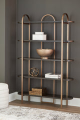 Elite Furniture Outlet - Ashley Furniture - Brentmour Bookcase - Bookcase / Brown/Gold Finish - A4000589