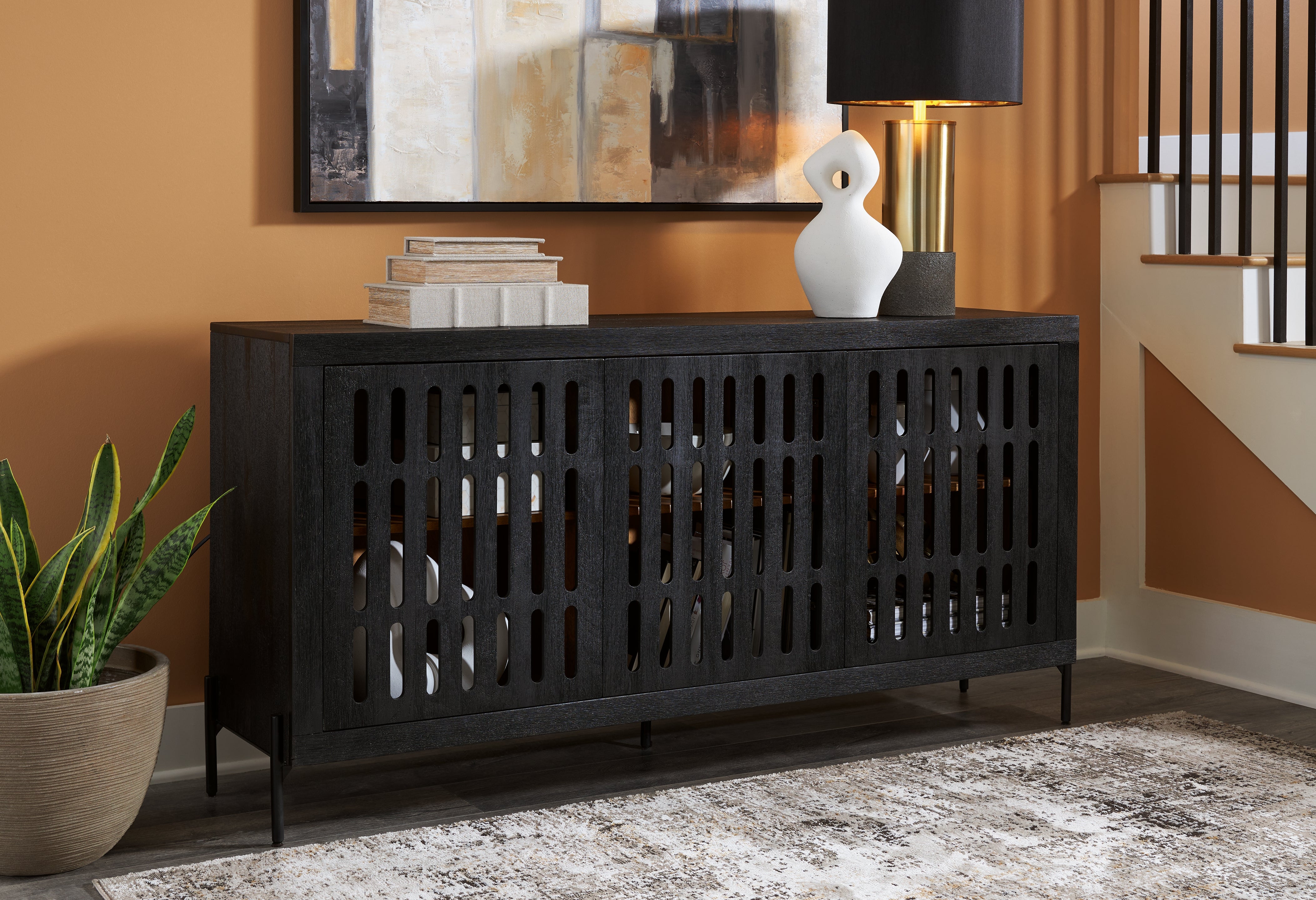 Elite Furniture Outlet - Ashley Furniture - Vallisburg Accent Cabinet - Accent Cabinet / Black/Natural - A4000644