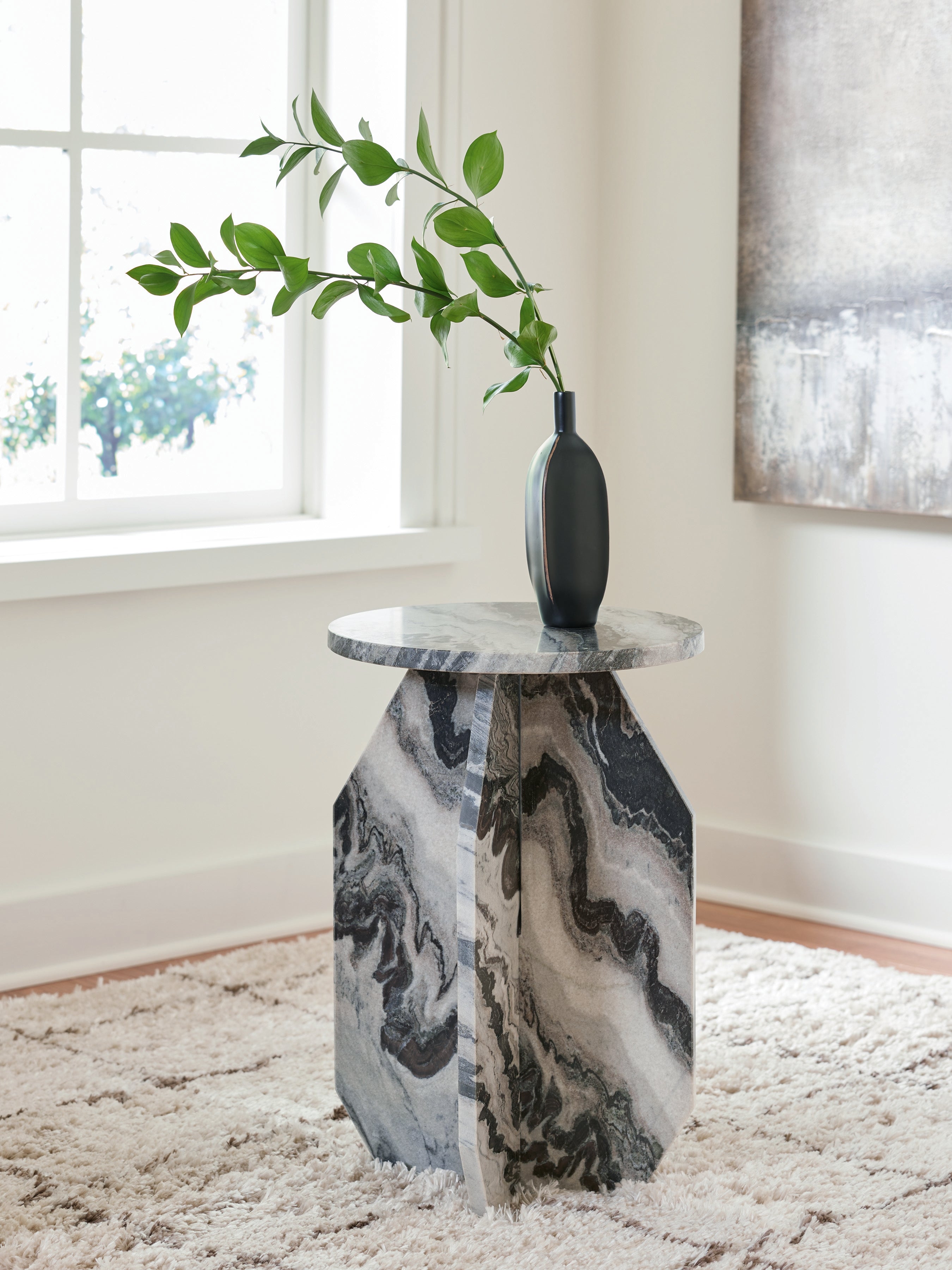 Elite Furniture Outlet - Ashley Furniture - Wrenlane Accent Table - Accent Table / Black/White/Taupe - A4000646
