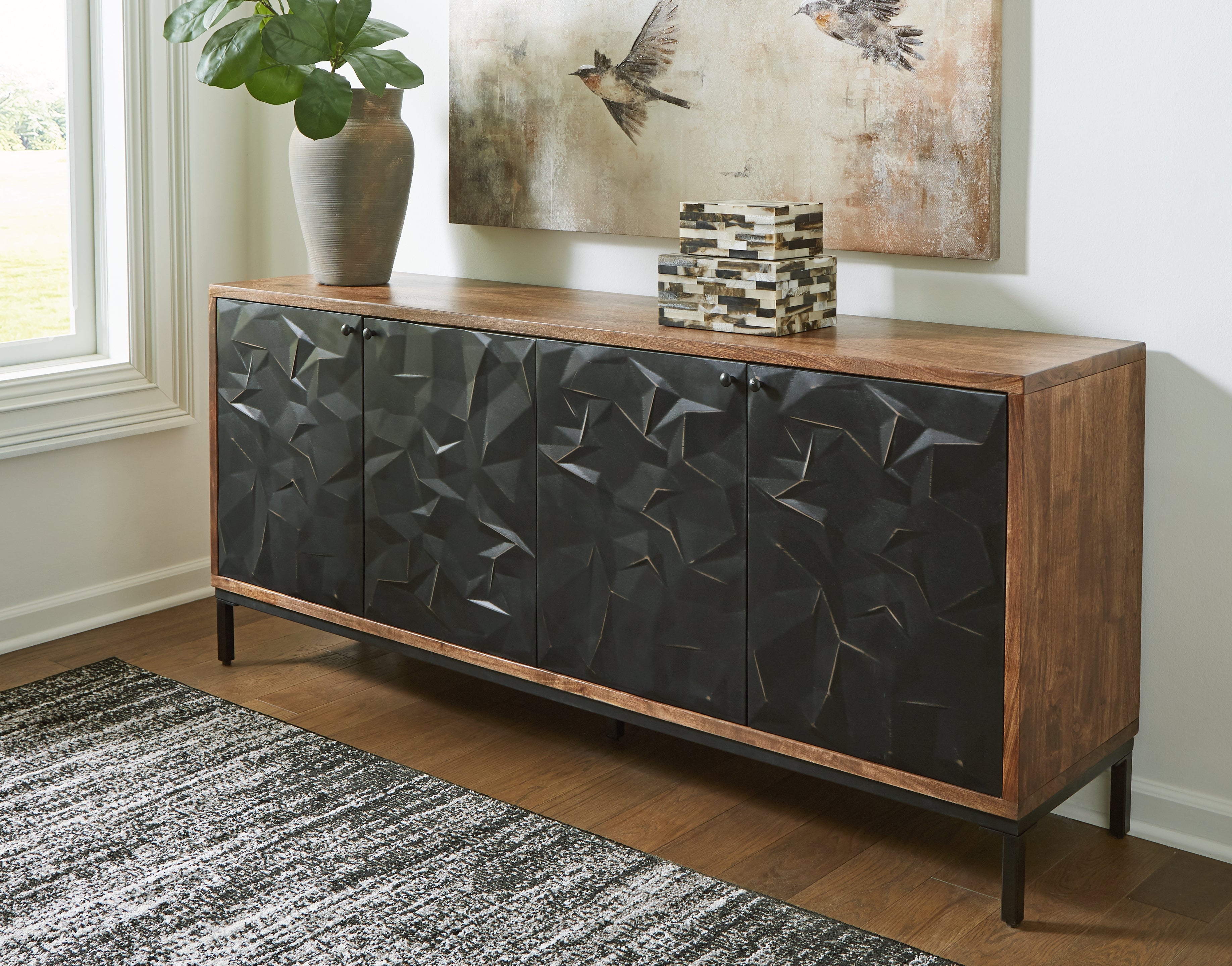Elite Furniture Outlet - Ashley Furniture - Dorannby Accent Cabinet - Accent Cabinet / Black/Brown - A4000649