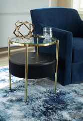 Elite Furniture Outlet - Ashley Furniture - Nedman Accent Table with Speaker - Accent Table with Speaker / Black/Gold Finish - A4000669