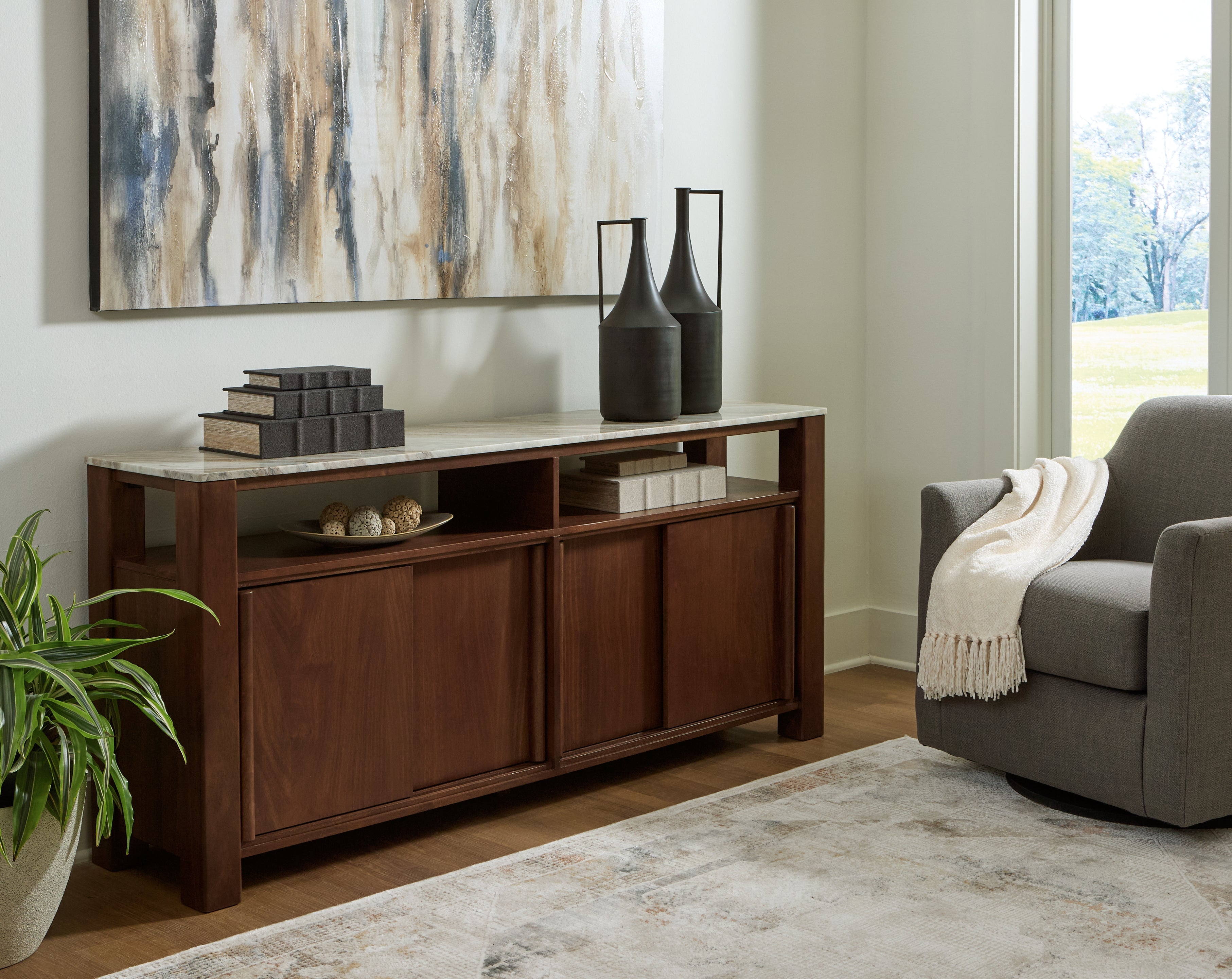 Elite Furniture Outlet - Ashley Furniture - Tobinville Accent Cabinet - Accent Cabinet / Dark Brown - A4000673