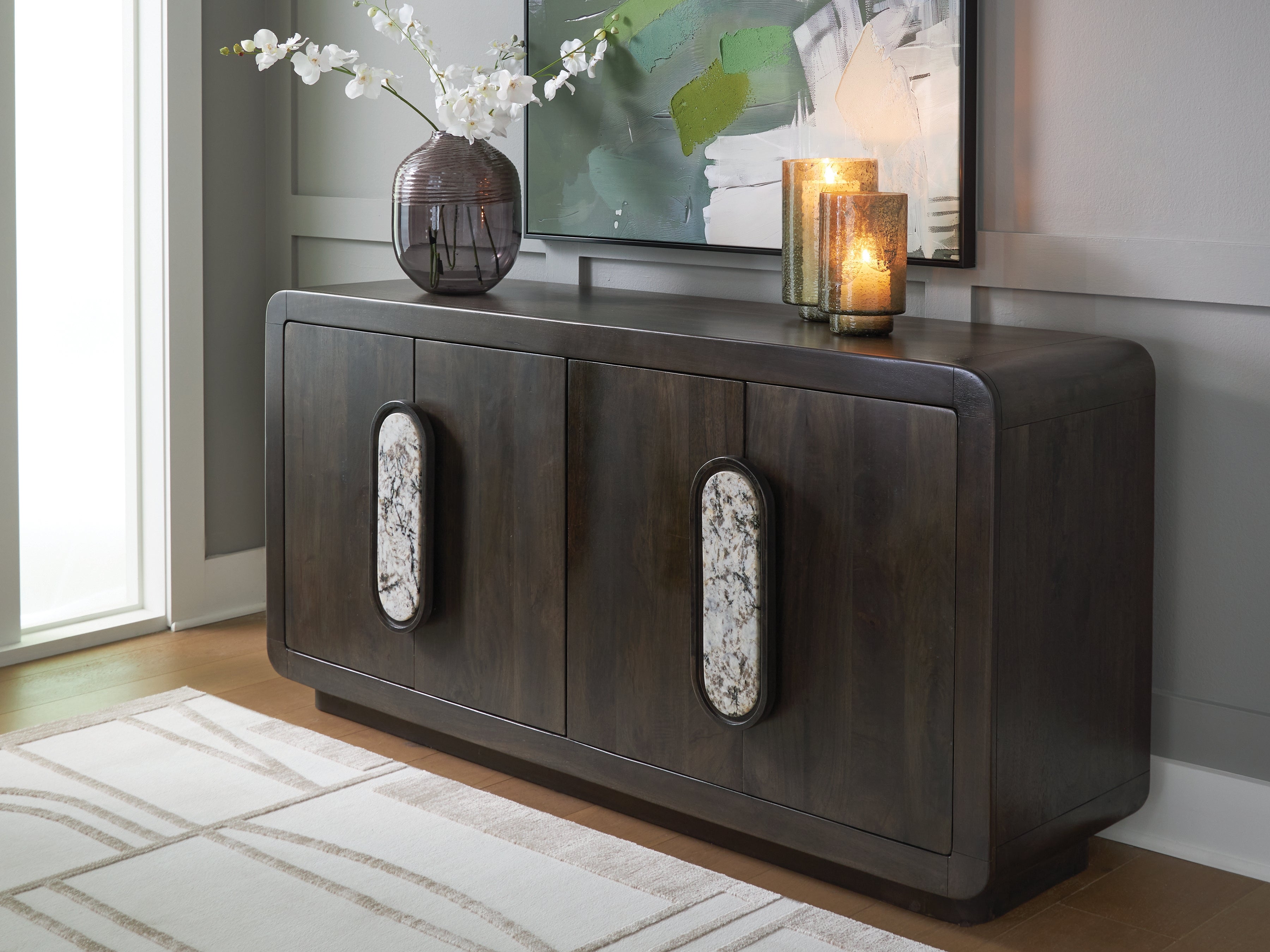 Elite Furniture Outlet - Ashley Furniture - Elliston Accent Cabinet - Accent Cabinet / Espresso Brown - A4000683
