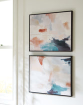 Elite Furniture Outlet - Ashley Furniture - Caldish Wall Decor - Wall Art Set (Set of 2) / Blue/White/Pink - A8000415