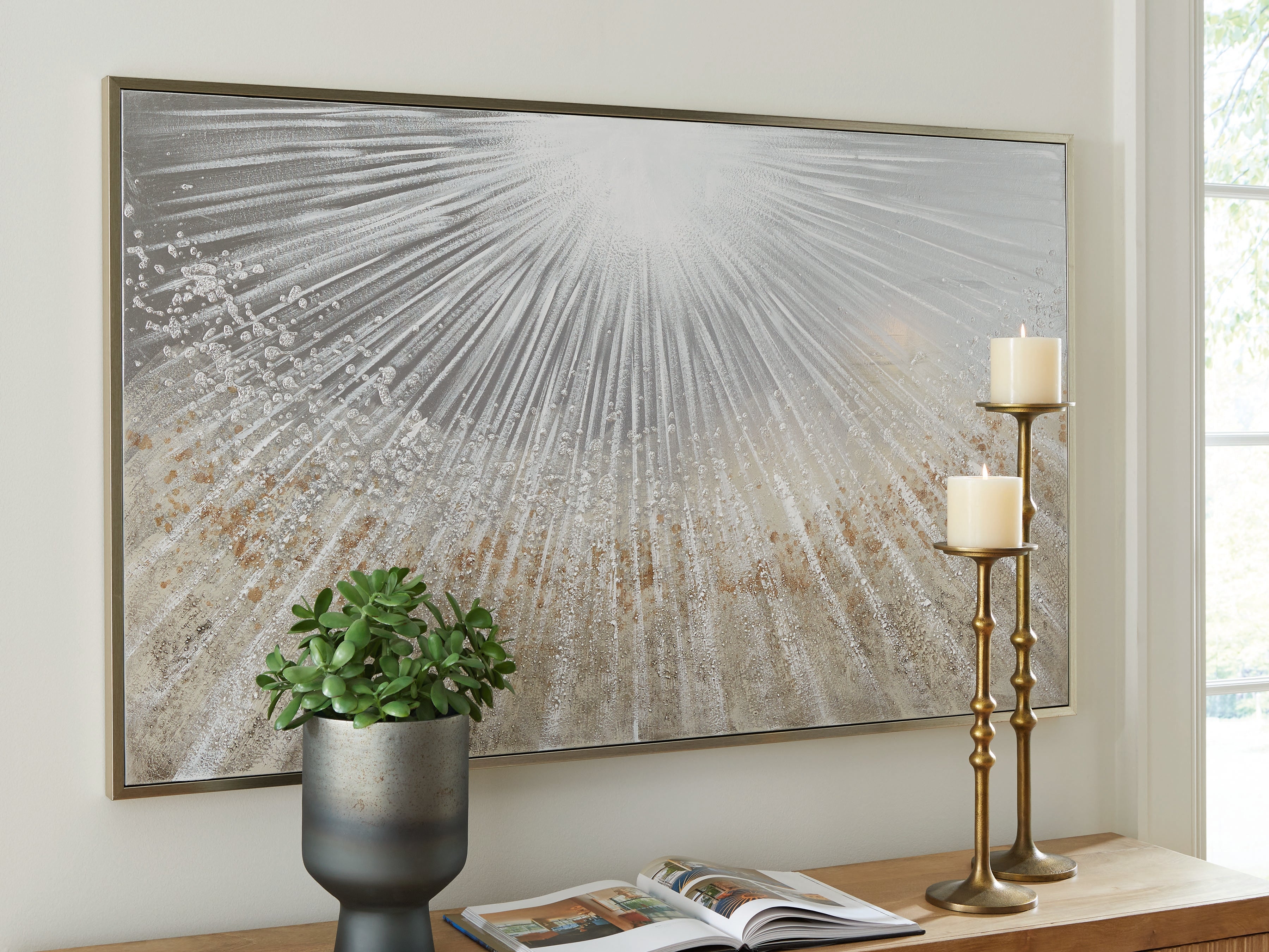 Elite Furniture Outlet - Ashley Furniture - Waldard Wall Decor - Wall Art / Gray/Taupe/White - A8000501