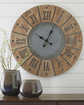 Elite Furniture Outlet - Ashley Furniture - Payson Wall Decor - Wall Clock / Antique Gray/Natural - A8010076