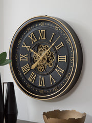 Elite Furniture Outlet - Ashley Furniture - Dairton Wall Decor - Wall Clock / Black/Gold Finish - A8010385