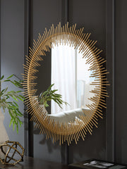 Elite Furniture Outlet - Ashley Furniture - Wainport Mirror - Accent Mirror / Gold Finish - A8010405