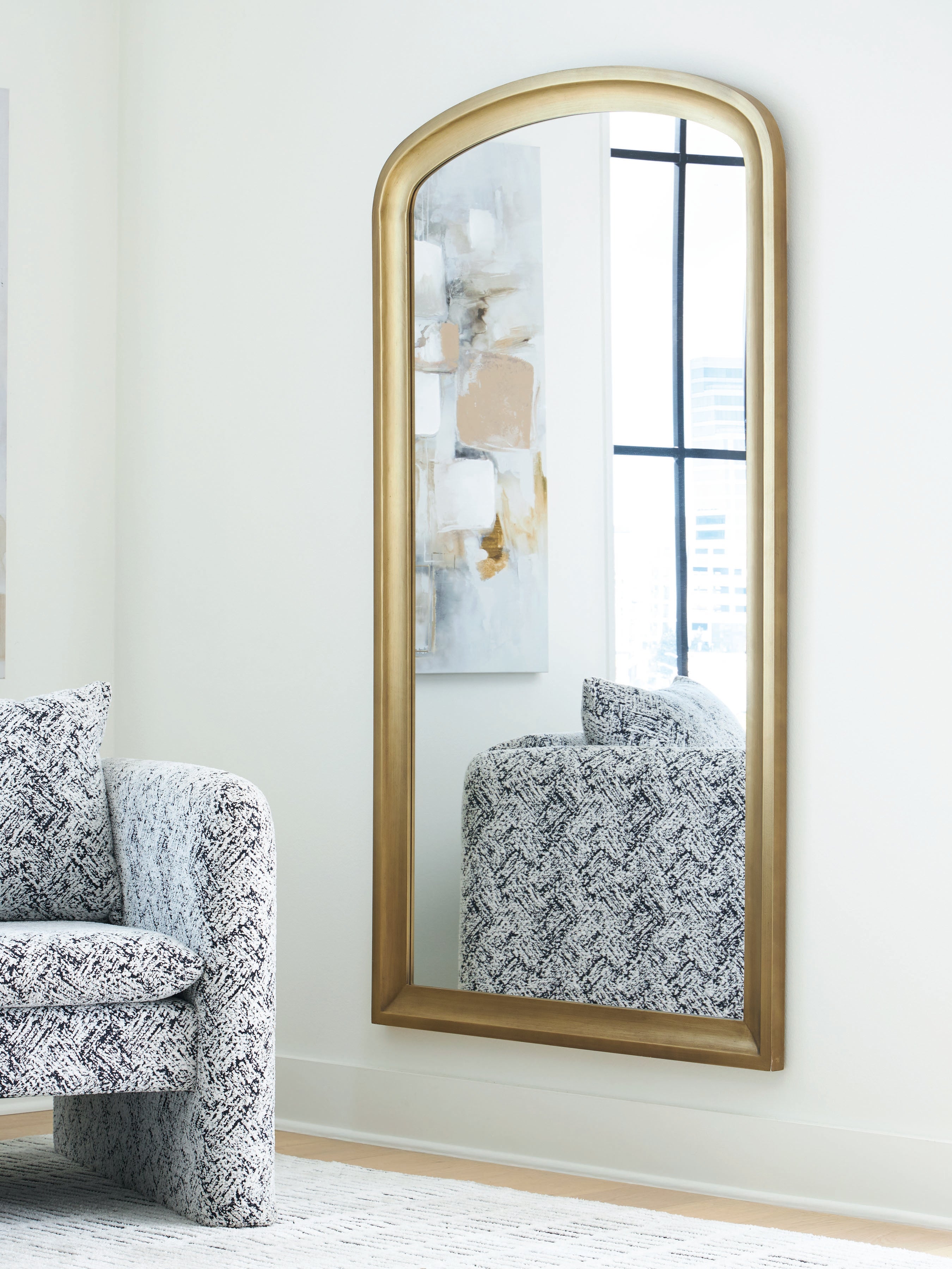 Elite Furniture Outlet - Ashley Furniture - Fintan Mirror - Floor Mirror / Gold Finish - A8010436
