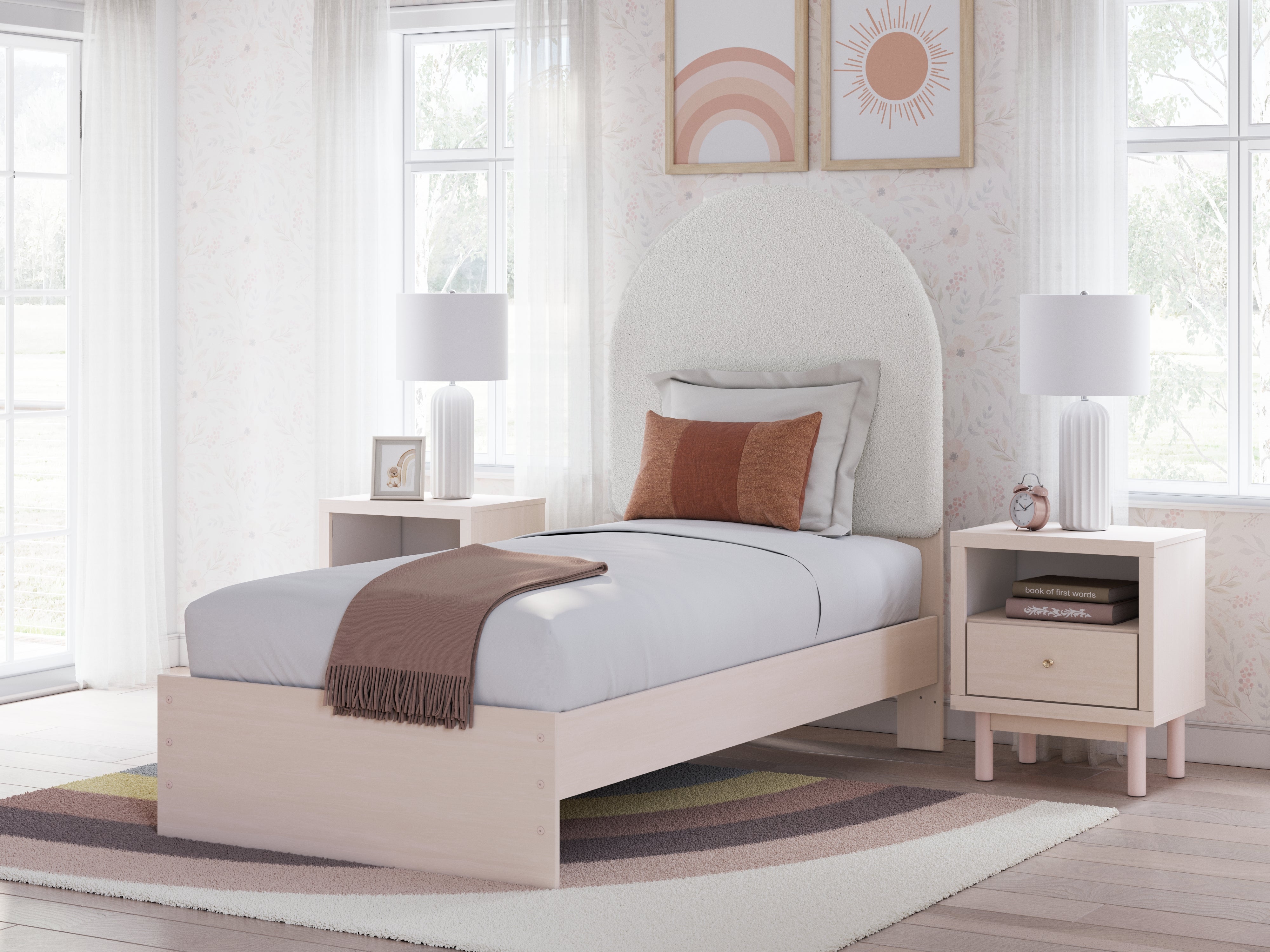 Elite Furniture Outlet - Ashley Furniture - Wistenpine Bedroom - Full Upholstered Panel Bed with Storage / Blush - B1323B13