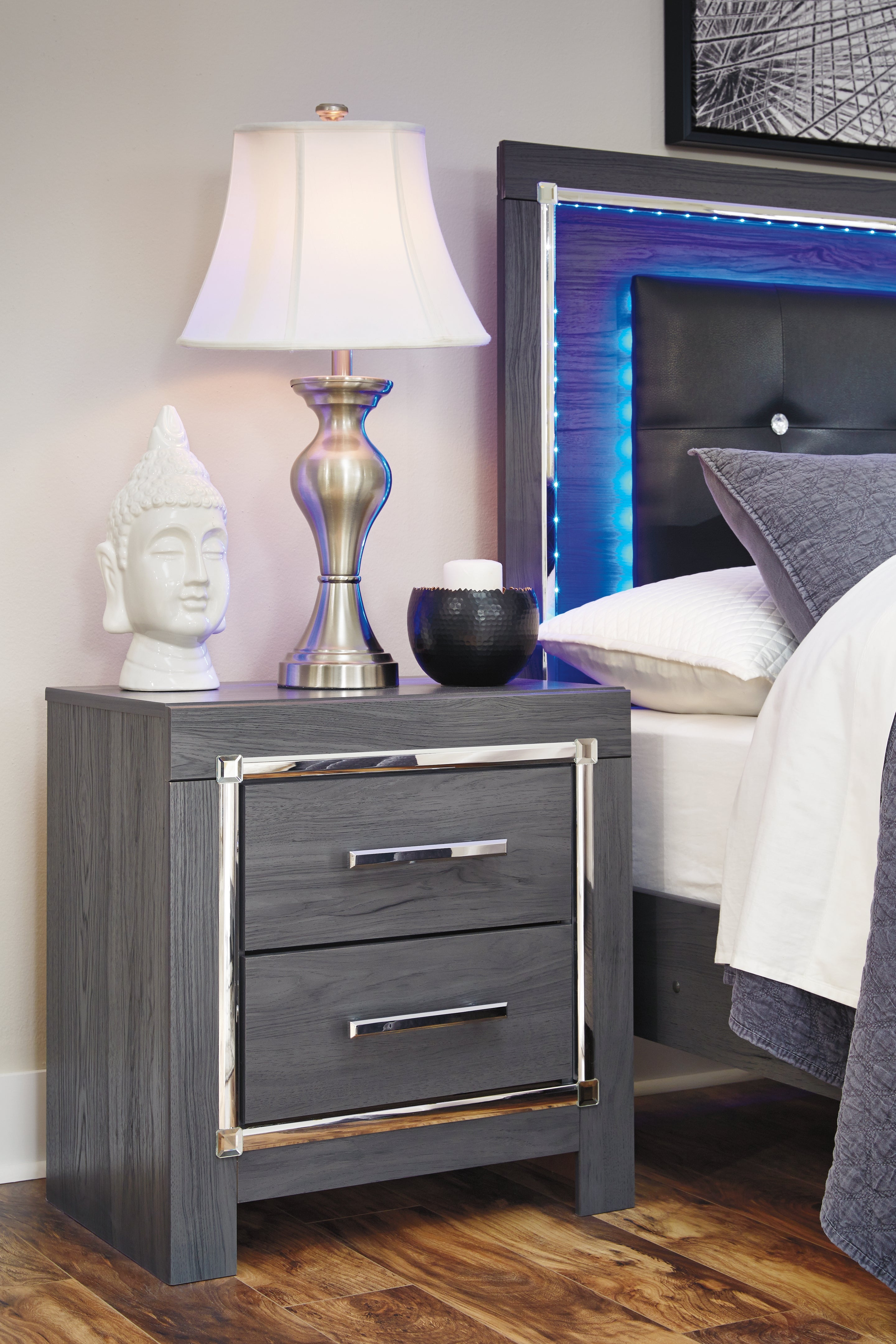 Elite Furniture Outlet - Ashley Furniture - Lodanna Bedroom - Two Drawer Night Stand / Gray - B214-92