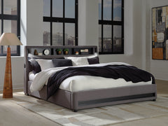 Elite Furniture Outlet - Ashley Furniture - Verishaw Bedroom - King Upholstered Bed / Gray - PCB2721B21