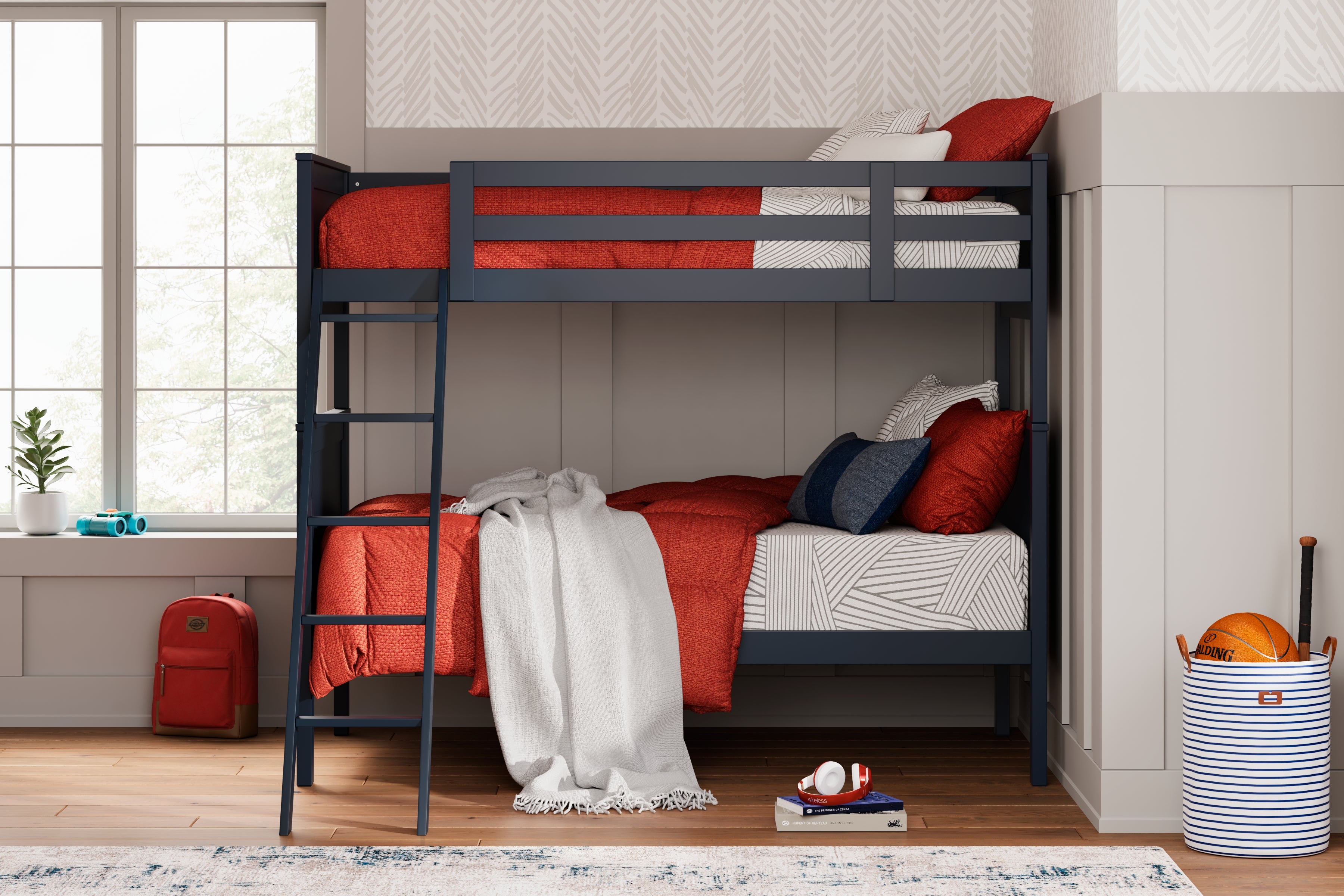 Elite Furniture Outlet - Ashley Furniture - Nextonfort Bedroom - Twin over Twin Bunk Bed / Blue - B396B2