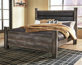 Elite Furniture Outlet - Ashley Furniture - Wynnlow Bedroom - Queen Upholstered Poster Bed / Gray - B440B7