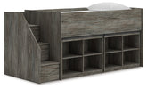 Elite Furniture Outlet - Ashley Furniture - Frandern Twin Loft Bed with Bookcase Storage - Twin Loft Bed with Bookcase Storage / Warm Gray - B4480B25