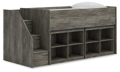 Elite Furniture Outlet - Ashley Furniture - Frandern Twin Loft Bed with Bookcase Storage - Twin Loft Bed with Bookcase Storage / Warm Gray - B4480B25