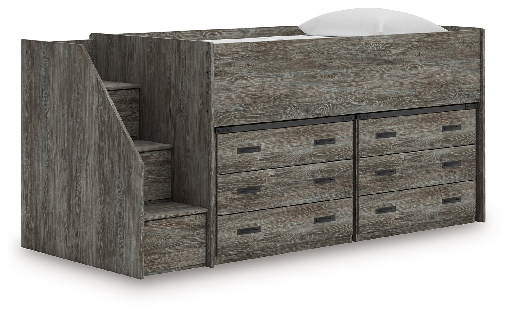 Elite Furniture Outlet - Ashley Furniture - Frandern Twin Loft Bed with Drawer Storage - Twin Loft Bed with Drawer Storage / Warm Gray - B4480B26