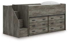 Elite Furniture Outlet - Ashley Furniture - Frandern Twin Loft Bed with Drawer Storage - Twin Loft Bed with Drawer Storage / Warm Gray - B4480B26