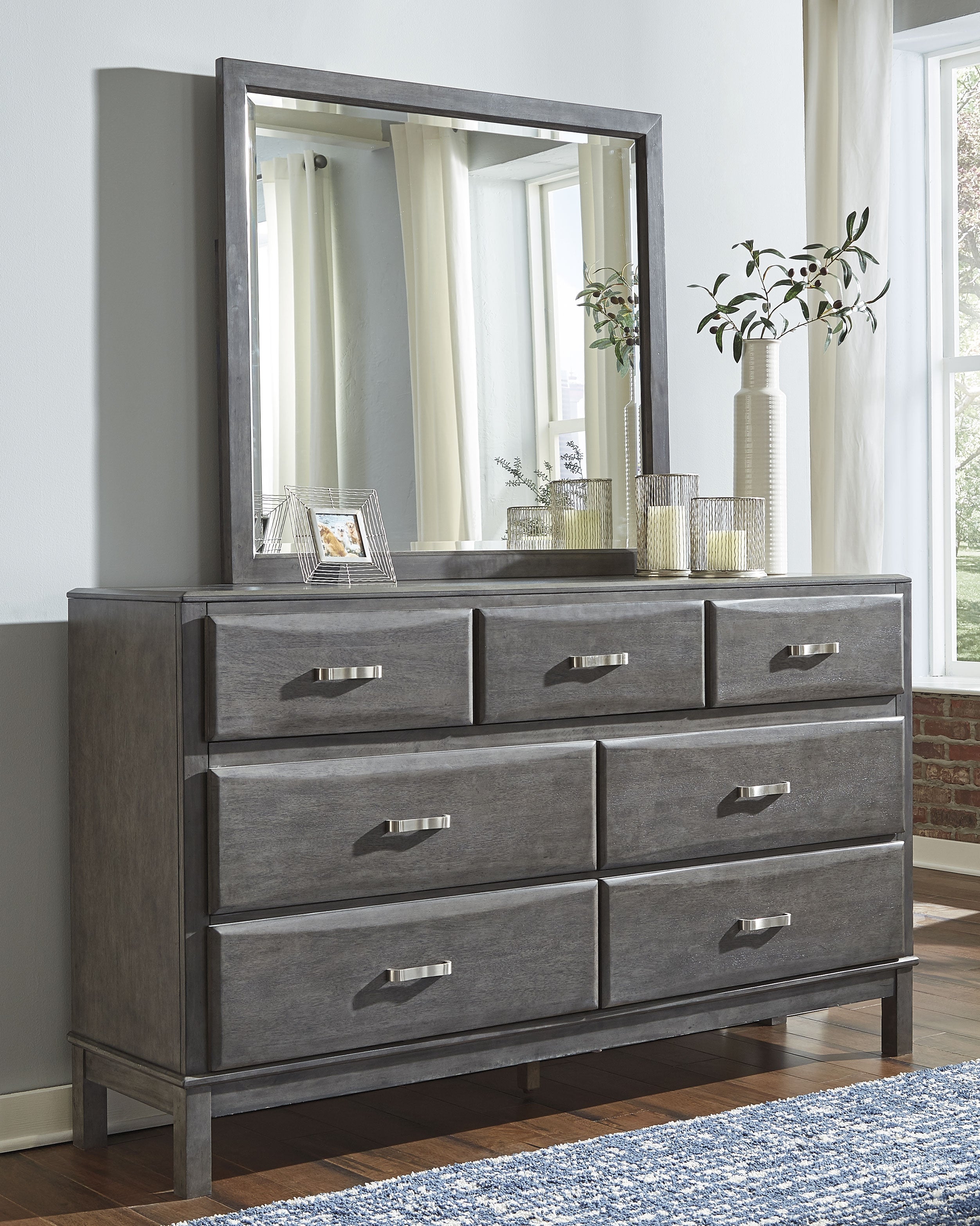 Elite Furniture Outlet - Ashley Furniture - Caitbrook Bedroom - Dresser and Mirror / Gray - B476B1