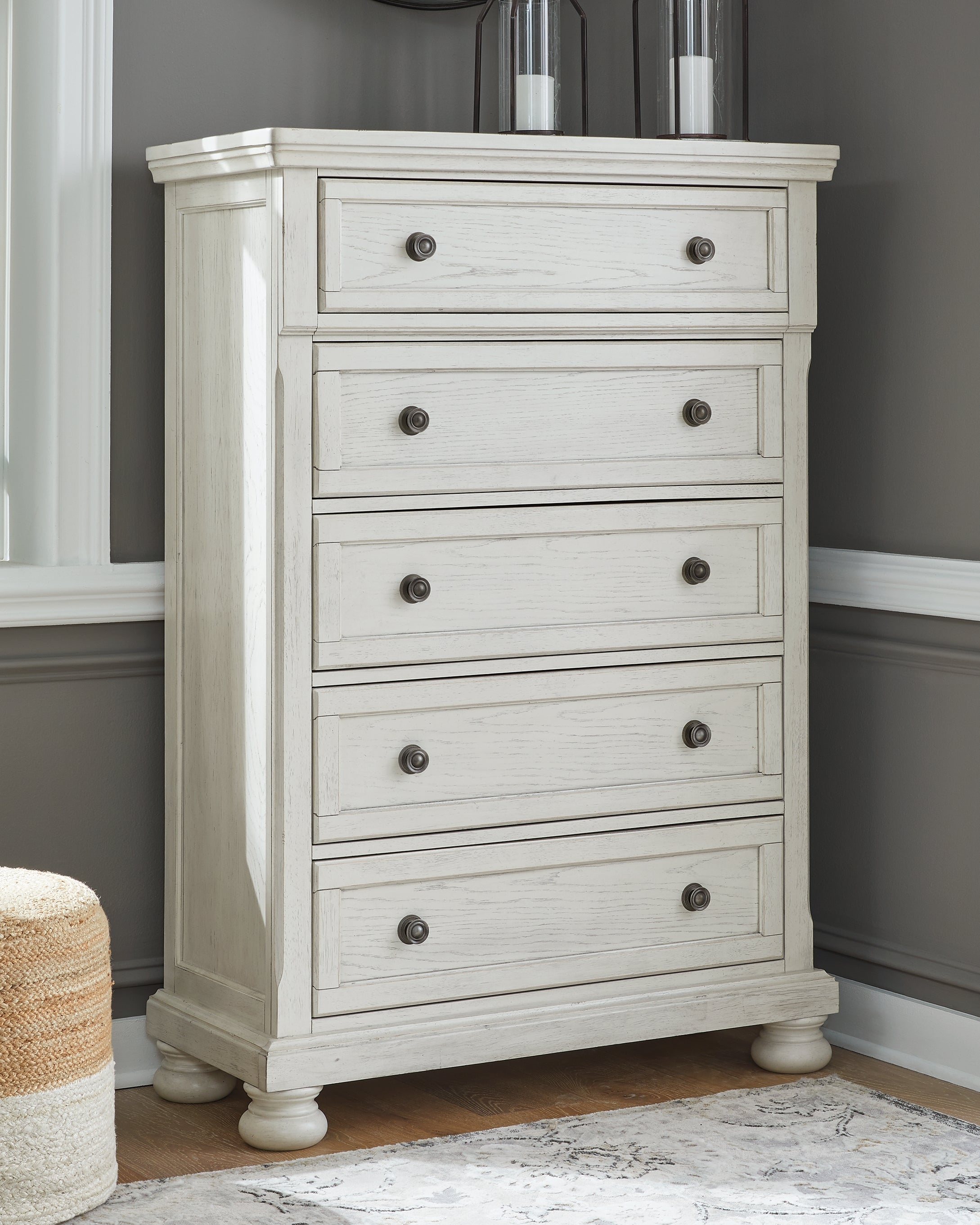 Elite Furniture Outlet - Ashley Furniture - Robbinsdale Bedroom - Queen Panel Storage Bed / Antique White - B742B24