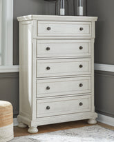 Elite Furniture Outlet - Ashley Furniture - Robbinsdale Bedroom - Queen Panel Storage Bed / Antique White - B742B24