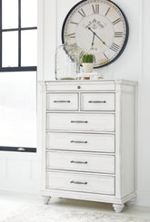 Elite Furniture Outlet - Ashley Furniture - Kanwyn Bedroom - Dresser and Mirror / Whitewash - B777B1