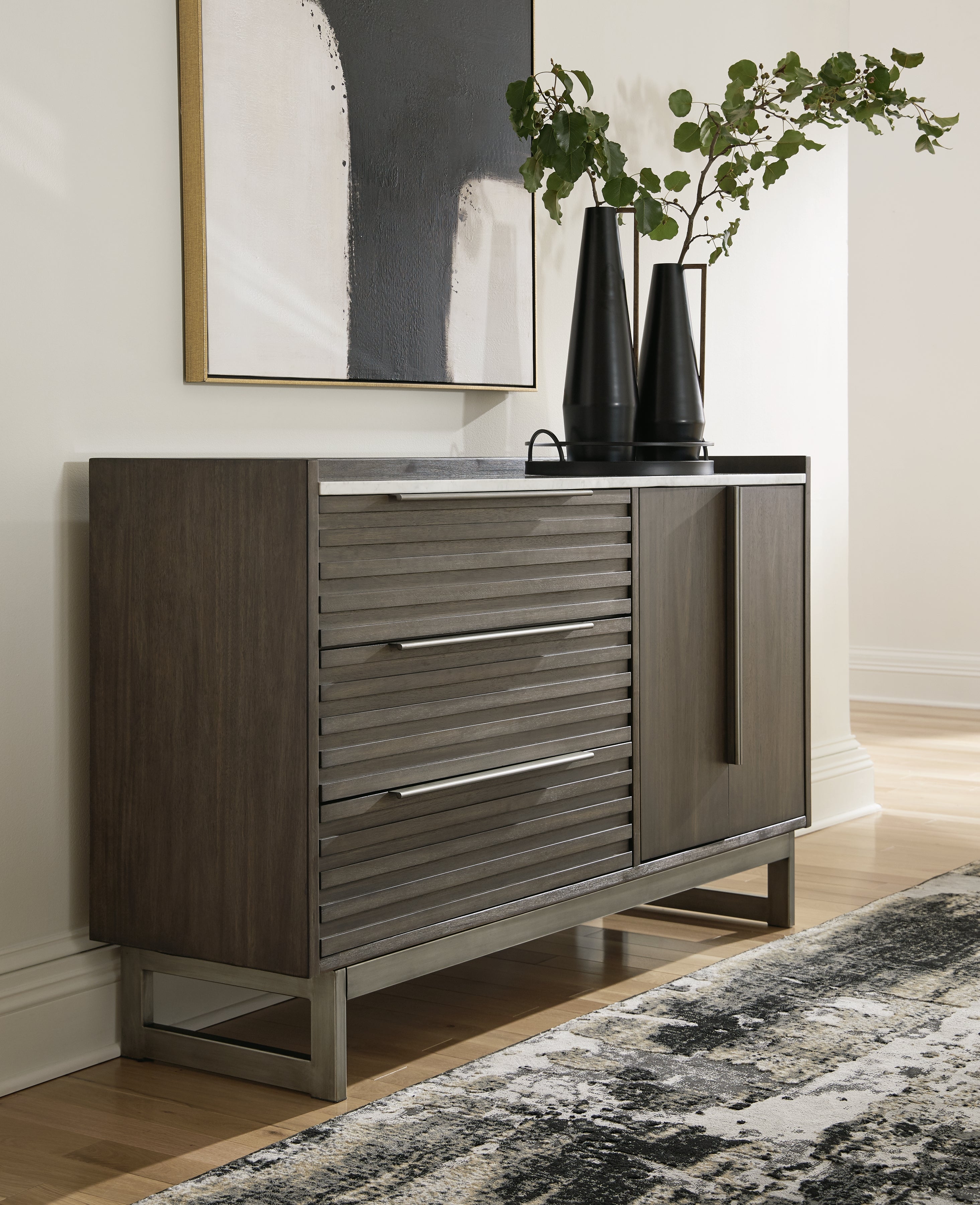 Elite Furniture Outlet - Ashley Furniture - Arkenton Bedroom - Two Drawer Night Stand / Grayish Brown/White - B786-92