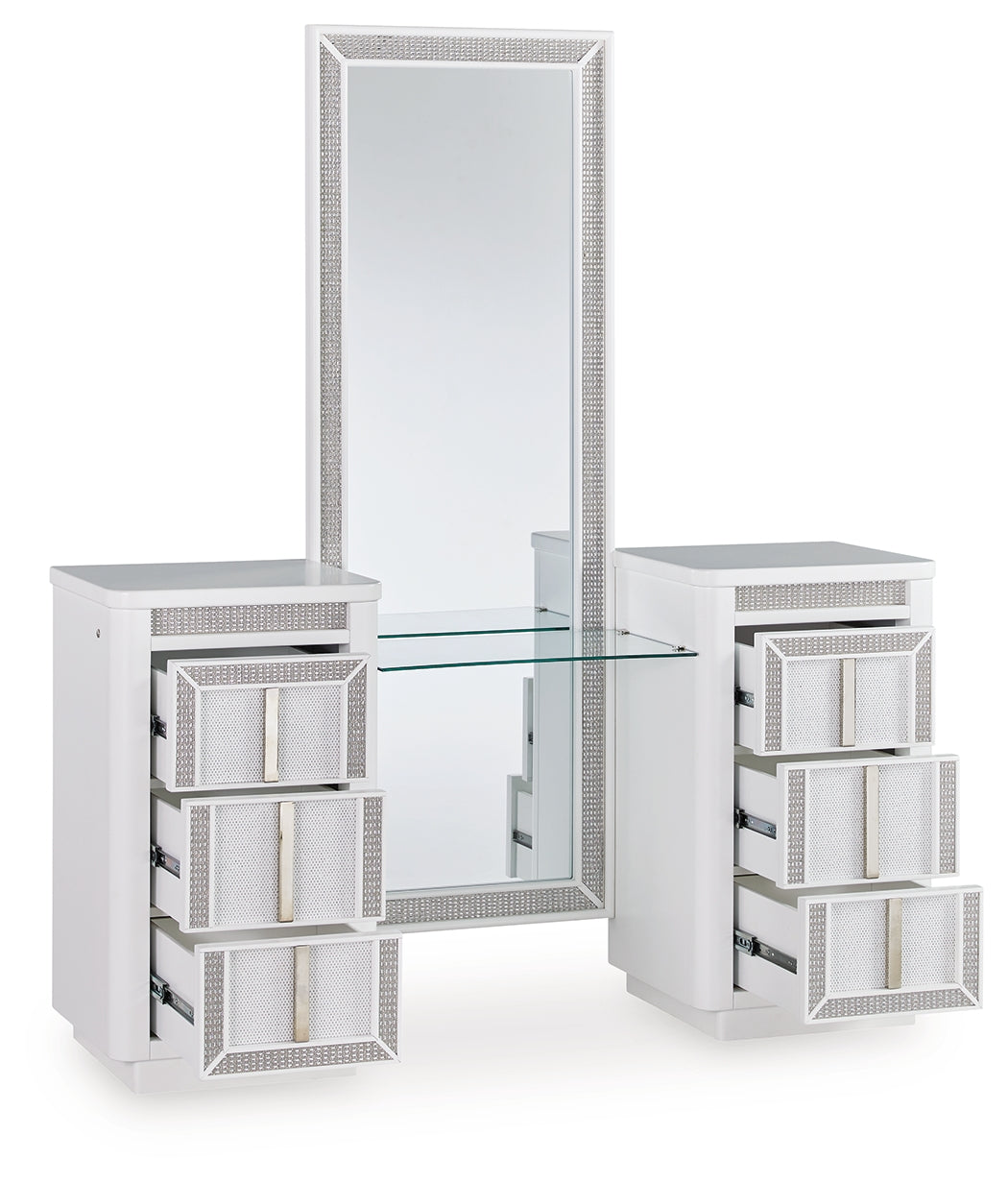 Elite Furniture Outlet - Ashley Furniture - Chalanna Vanity with Mirror - Vanity with Mirror / White - B822B7