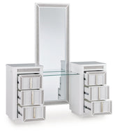 Elite Furniture Outlet - Ashley Furniture - Chalanna Vanity with Mirror - Vanity with Mirror / White - B822B7
