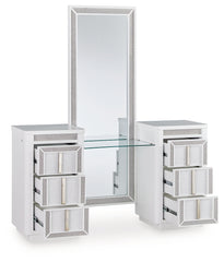 Elite Furniture Outlet - Ashley Furniture - Chalanna Vanity with Mirror - Vanity with Mirror / White - B822B7