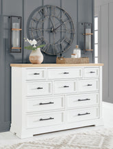 Elite Furniture Outlet - Ashley Furniture - Ashbryn Bedroom - Dresser and Mirror / White/Natural - B844B1