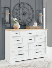 Elite Furniture Outlet - Ashley Furniture - Ashbryn Bedroom - Dresser and Mirror / White/Natural - B844B1