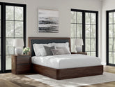 Elite Furniture Outlet - Ashley Furniture - Dilenno Bedroom - Queen Upholstered Panel Bed / Dark Brown - PCB857B4