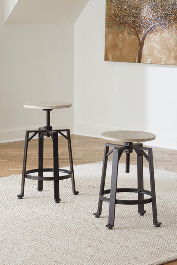 Elite Furniture Outlet - Ashley Furniture - Karisslyn Dining Room - Counter Height Stool (Set of 2) / Whitewash/Black - D336-024X2