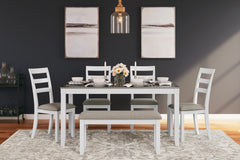 Elite Furniture Outlet - Ashley Furniture - Stonehollow Dining Room - RECT DRM Table Set (6/CN) / White/Gray - D382-325