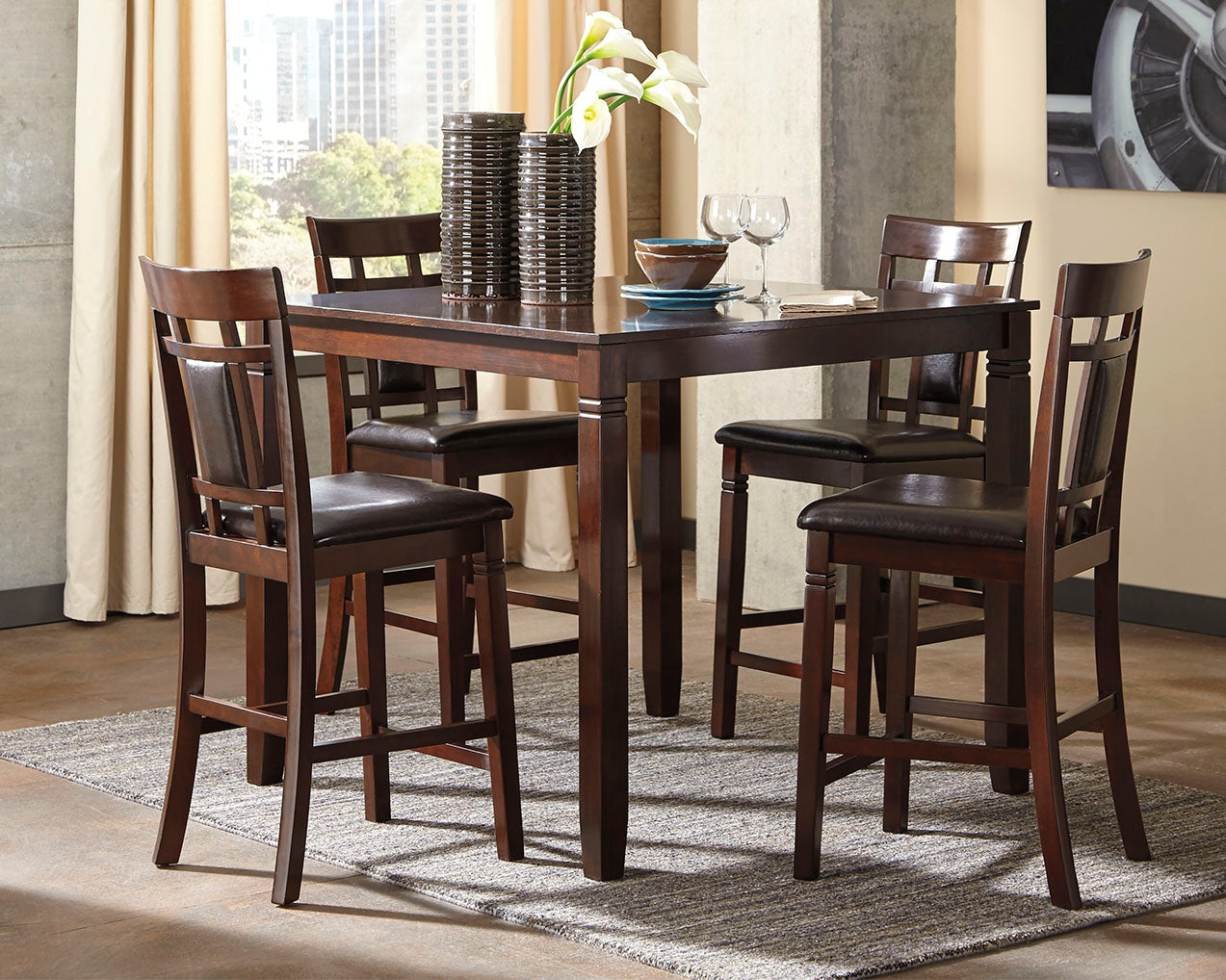 Elite Furniture Outlet - Ashley Furniture - Bennox Dining Room - Dining Room Table Set (6/CN) / Brown - D384-325