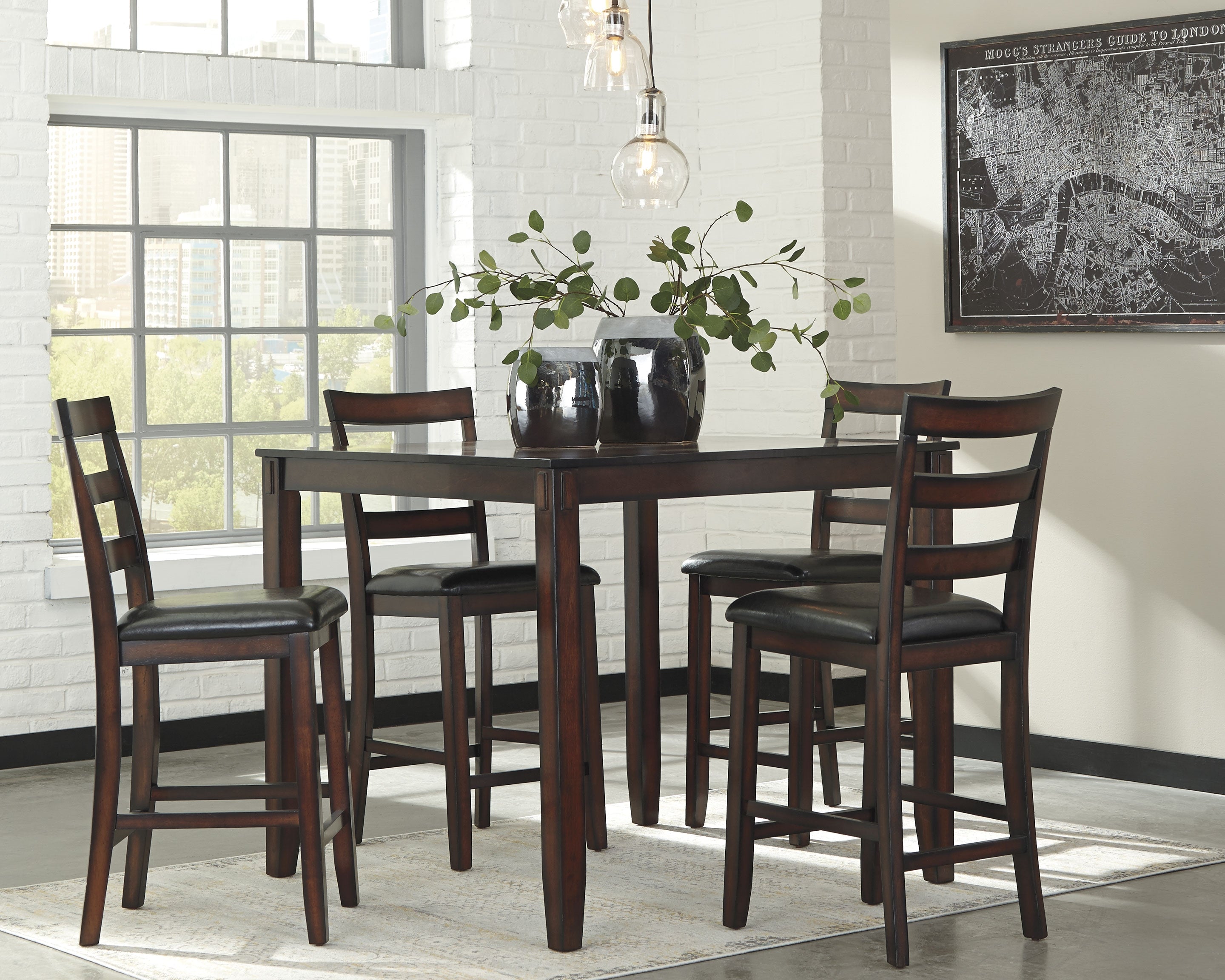 Elite Furniture Outlet - Ashley Furniture - Coviar Dining Room - Dining Room Table Set (6/CN) / Brown - D385-325