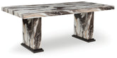 Elite Furniture Outlet - Ashley Furniture - Jeshina Dining Table - Dining Table / Dark Brown/Beige - PCD581D4