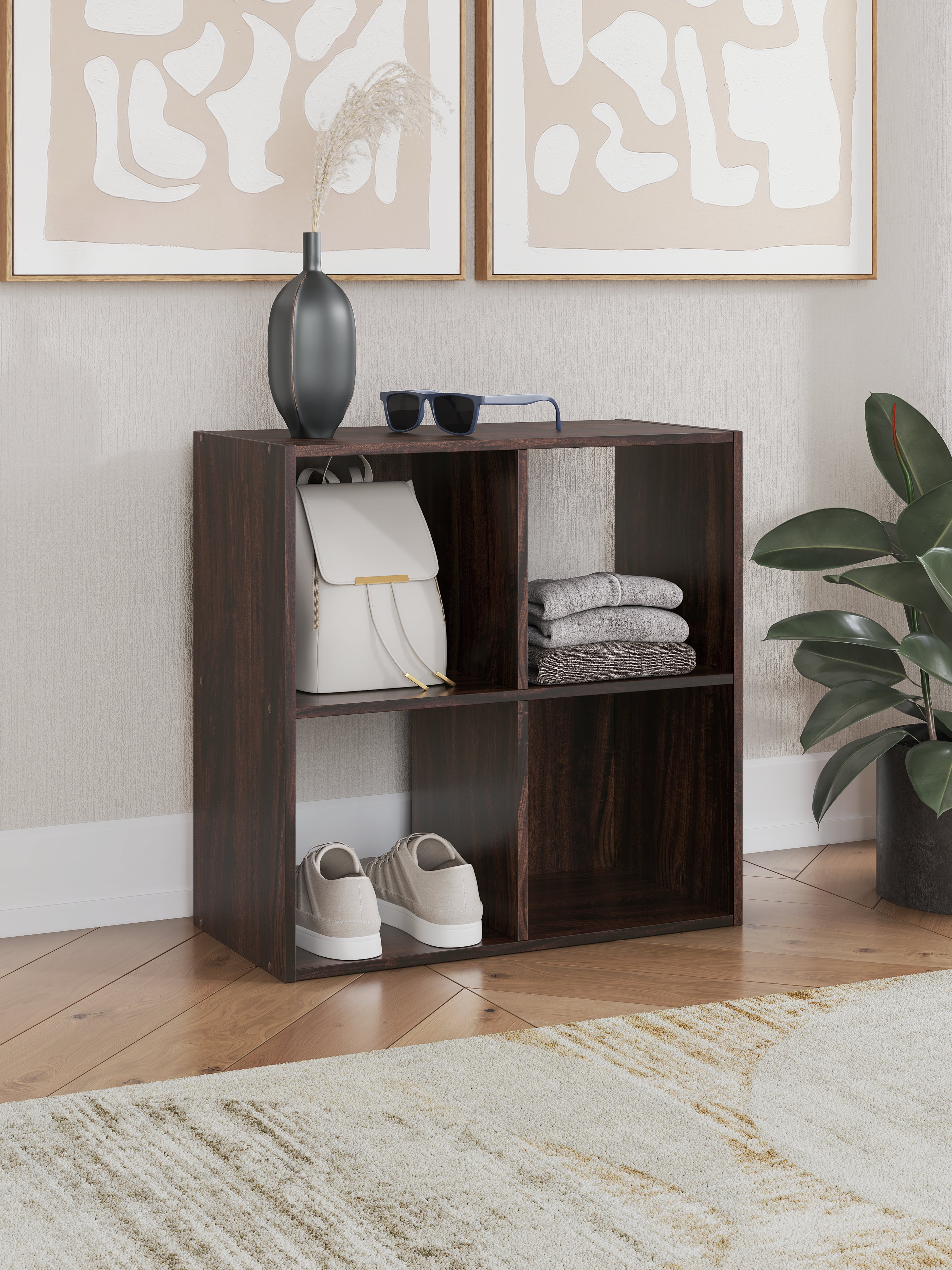Elite Furniture Outlet - Ashley Furniture - Glosmount Four Cube Organizer - Four Cube Organizer / Cherry/Light Brown - EA1055-2X2