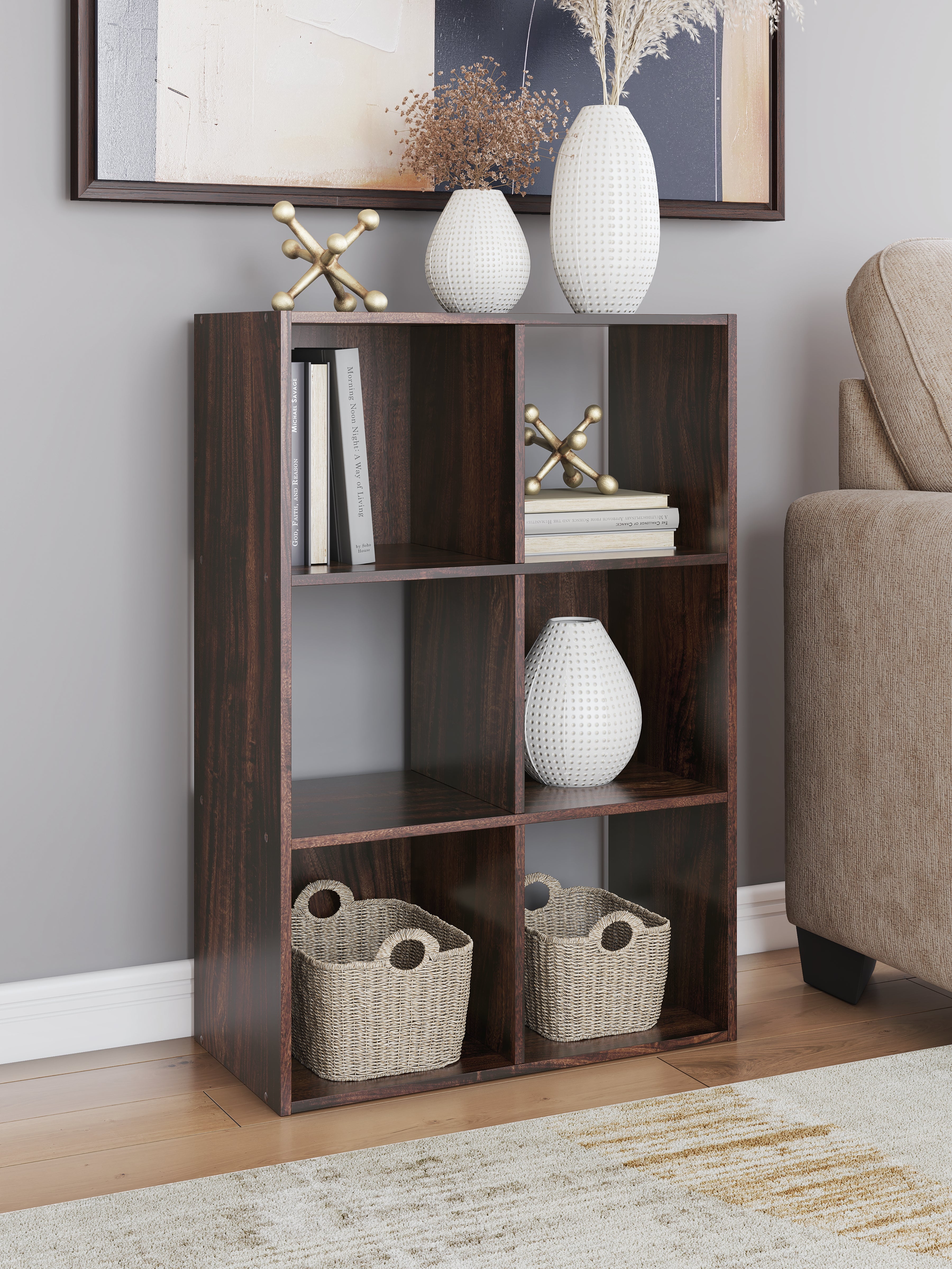 Elite Furniture Outlet - Ashley Furniture - Glosmount Six Cube Organizer - Six Cube Organizer / Cherry/Light Brown - EA1055-3X2