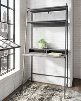 Elite Furniture Outlet - Ashley Furniture - Yarlow Office Desk - Home Office Desk and Shelf / Black - H215-27