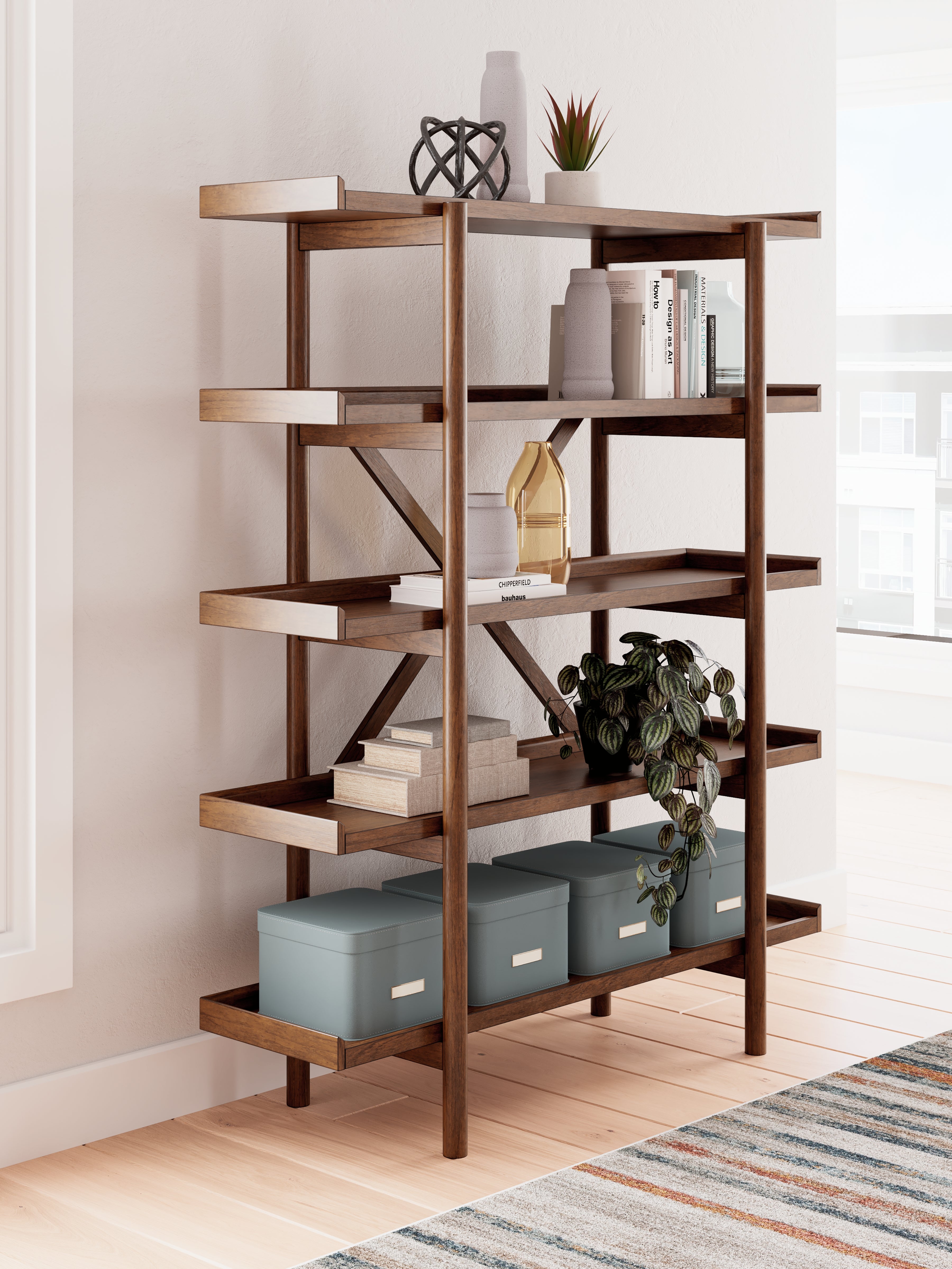 Elite Furniture Outlet - Ashley Furniture - Lyncott Bookcase - Bookcase / Brown - H615-70