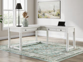 Elite Furniture Outlet - Ashley Furniture - Robbinsdale Office Desk - L-Shaped Home Office Desk / Antique White - H742H1